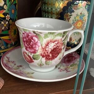 Floral Teacup and Saucer Set